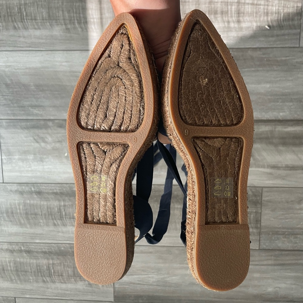 J.Crew Canvas Pointe Toe Flat
Espadrilles with Ankle Wrap - Picture 3 of 5